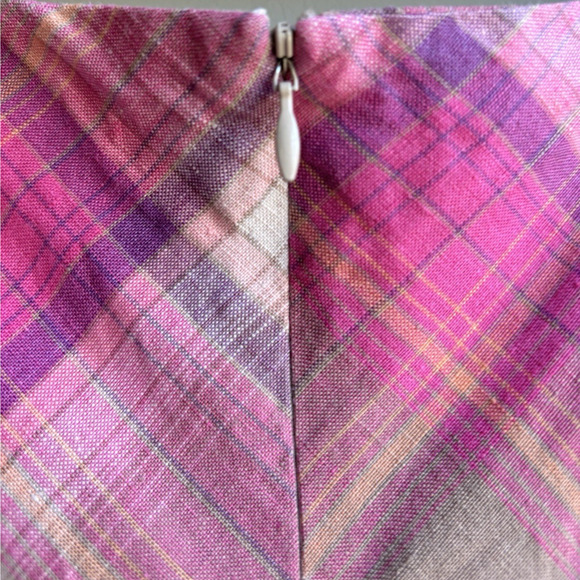 Pendleton 100% Linen Plaid Midi Dress Sleeveless Pink Taupe Preppy Plus Size 18 - Picture 9 of 16